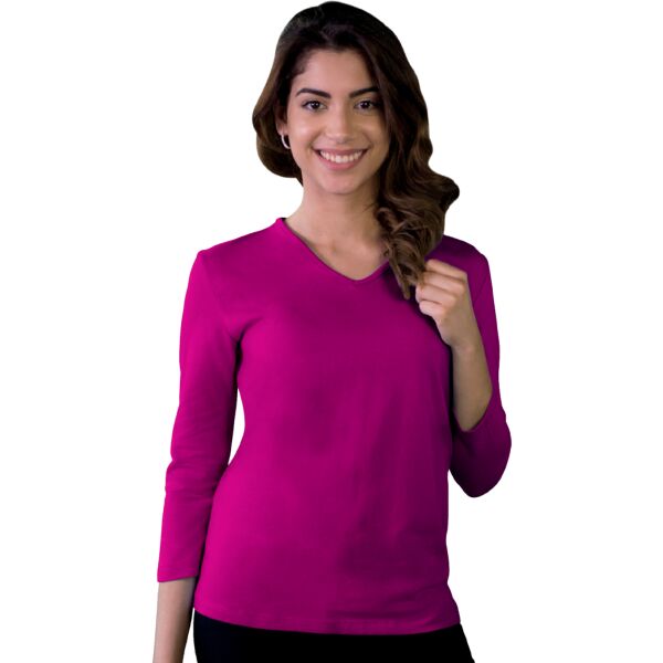 Ladies' 3/4 Sleeve V-Neck Tee Thumbnail