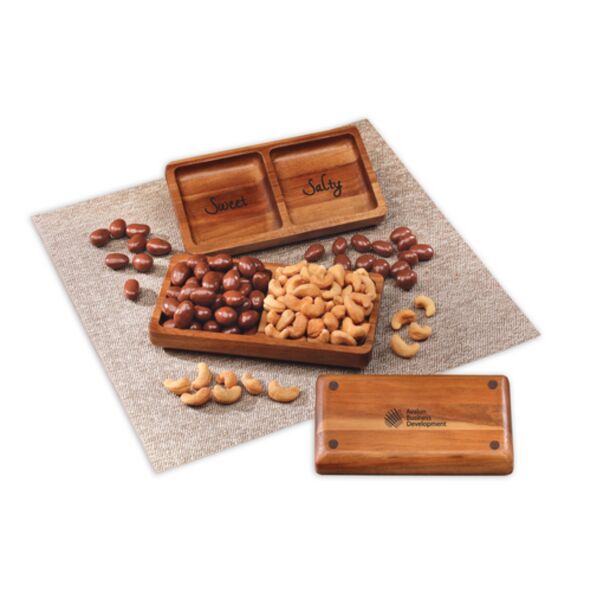 Acacia Tray with Chocolate Almonds & Cashews Thumbnail