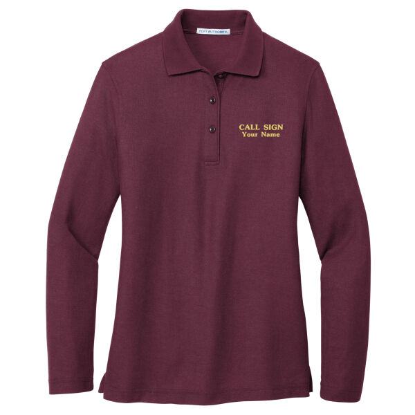 QCWA Embroidered Logo - Ladies Silk Touch Long Sleeve Polo Thumbnail